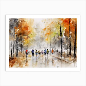 People Walking In The Park Art Print