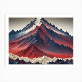 A Stylized Depiction Of A Mountain Range Art Print