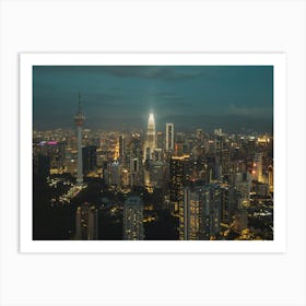 Aerial View Of Kuala Lumpur City At Night Art Print