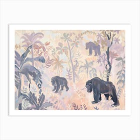 Gorillas Tropical Jungle Illustration 2 Art Print
