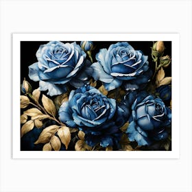 Default A Stunning Watercolor Painting Of Vibrant Blue Roses B 2 (1) Art Print