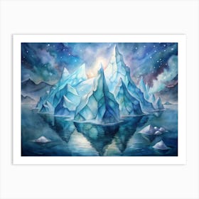 A Glowing Representation Of Underwater Icebergs Wi (1) Art Print