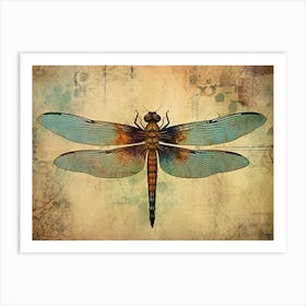 Dragonfly Vintage Style  Art Print