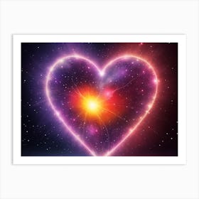 A Colorful Glowing Heart On A Dark Background Horizontal Composition 55 Art Print