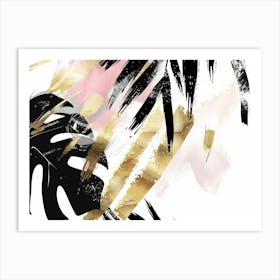 Gold And Black Palm Leaves 9 Art Print