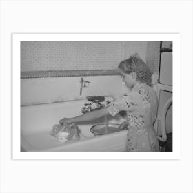 Daughter Of Mormon Farmer Washing Dishes, In Most Of The Mormon Communities Running Culinary Water Is Art Print