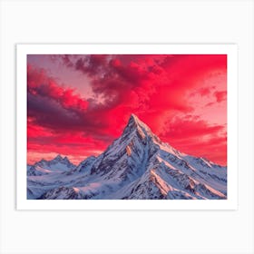 Sunset Over Snowy Mountains Art Print