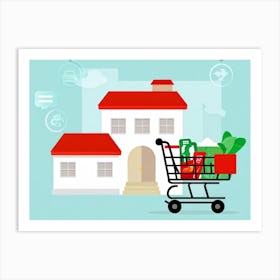 Buyer Shopping Cart Asset Concept Investment Building Purchase House Buy Home Residential (1) 2 Art Print