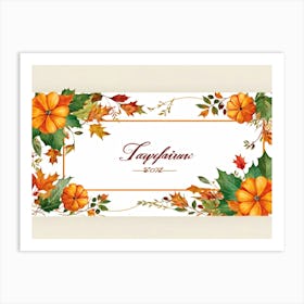 Calligraphy Themed Illustration Featuring The Joyous Season Of Fall In An Ornate Script Style Happy Art Print