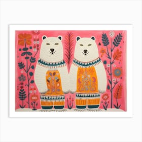 Polar Bear 1 Folk Style Animal Illustration Art Print