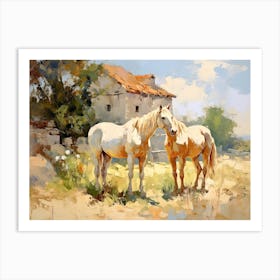 Horses Painting In Carmargue, France, Landscape 2 Art Print