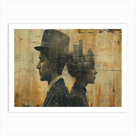 Temporal Resonances: A Conceptual Art Collection. Man And A Woman Art Print