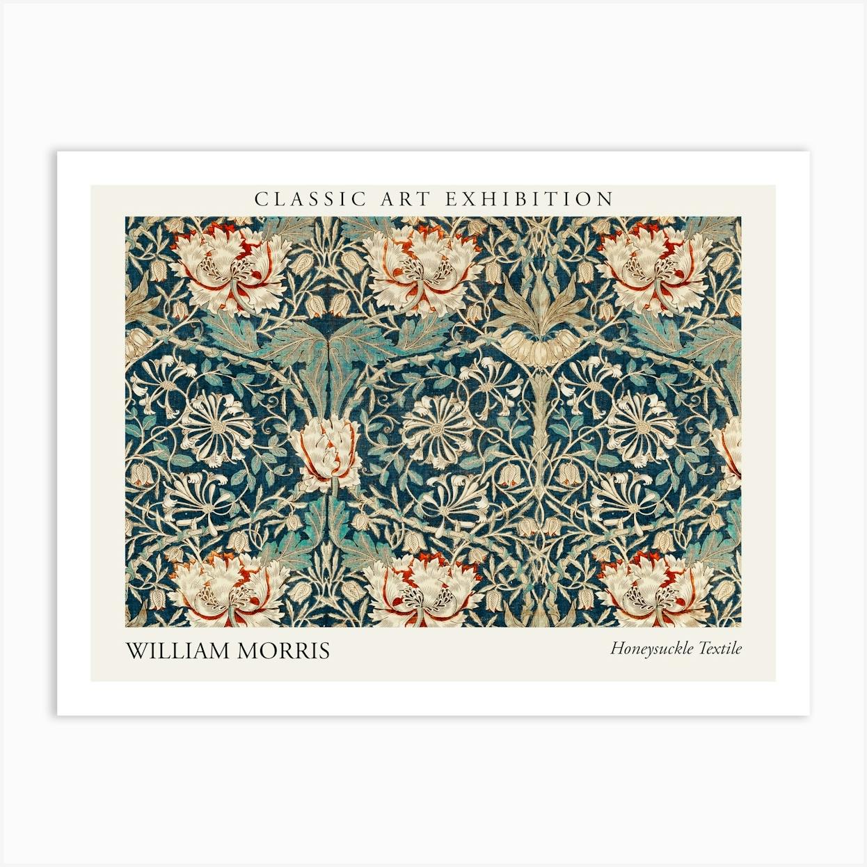 Large Honeysuckle Textile, William Morris Poster Art Print - 70x100cm