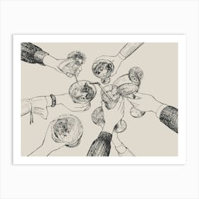 Cheers Hands Tan Black Art Print