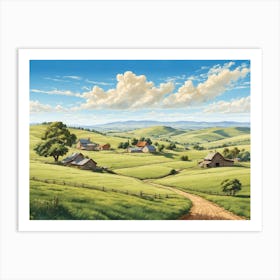 Farm In The Countryside Art Print