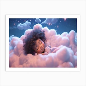 Sleeping Girl On Clouds Art Print