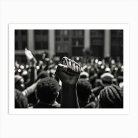 Black Man Holding Fist In Protest Art Print