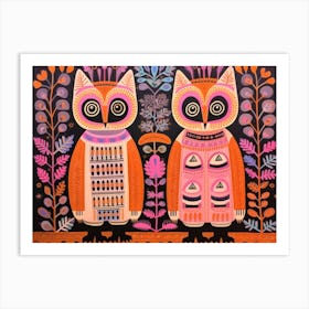 Lemur 1 Folk Style Animal Illustration Art Print