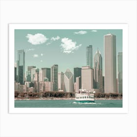 CHICAGO Skyline Urban Vintage Style Art Print