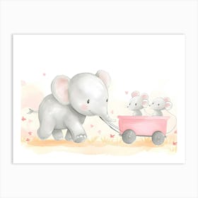 Elephant With Mice Kids and Nursery Art Print