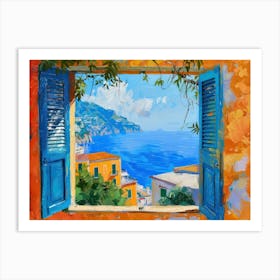 Positano From The Window View Painting 3 Art Print