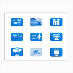 People Control Holiday Set Mass Media Service Device Icon Food Industry Blue Information (30) Art Print