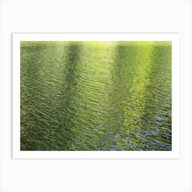 Golden-green reflection at the lake Art Print