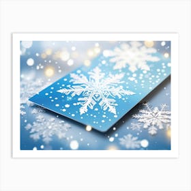 Card Featuring Defocused Snowflake Pattern Radiating Shine Abstract Design Gently Juxtaposing Wint (3) Art Print