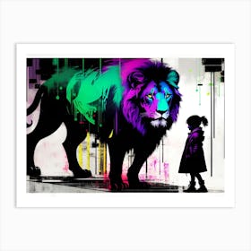 Lion And Girl Art Print