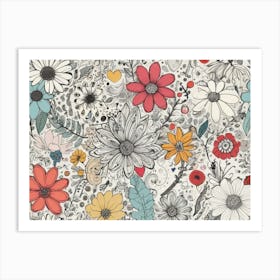 Doodle Flowers 1 Art Print