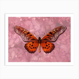 Mechanical Butterfly The African Giant Swallowtail Papilio Antimachus On A Pink Background Art Print