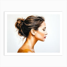 Side Profile Of Beautiful Woman Oil Painting 61 Art Print