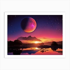 Moon And Stars Art Print