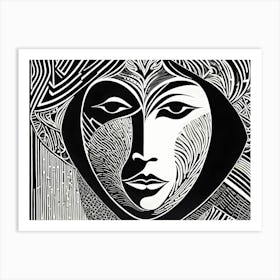 Linocut Piece Depicting of a woman, woman art, 166 Art Print