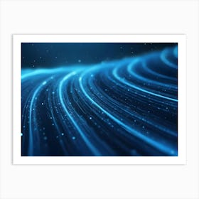 Abstract Blue Waves Of Light Trails On A Dark Background Art Print