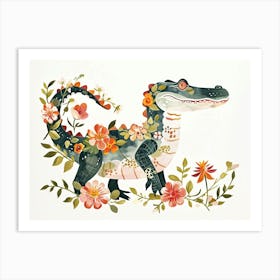 Little Floral Alligator 3 Art Print