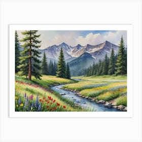 Harmony in the Highlands Mountain Stream Art Print