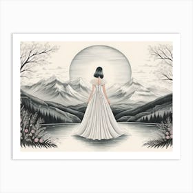 Woman In A White Dress Art Print