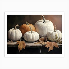 Pumpkins On A Table Art Print