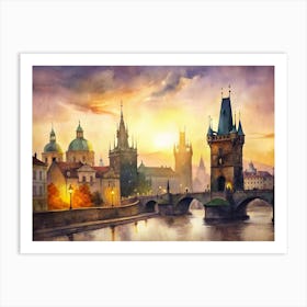 Prague At Sunset Art Print