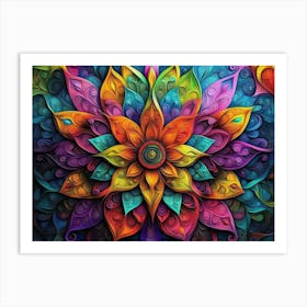 3d Detailed Mandala With Vibrant Colors 1 Póster