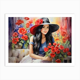 Girl Among Flowers 22 Art Print