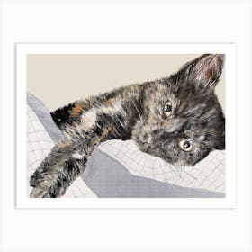 Sleepy Happy Cat Art Print