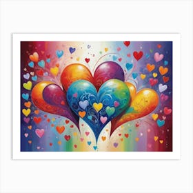 Rainbow Hearts 7 Art Print