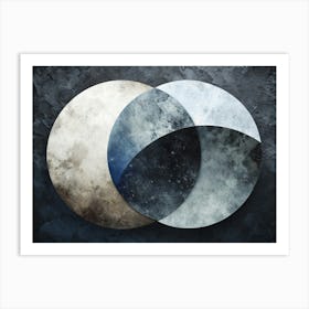 Abstract Intersecting Circles With Grunge Texture Art Print