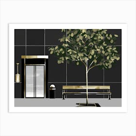 Tree In Front Of Building Art Print