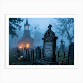 Cemetery In The Fog Art Print