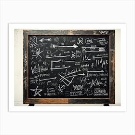 Blackboard With Abstract Graphics And Arrows Hand Drawn Lines Creating Realistic Textures Designs (4) Art Print