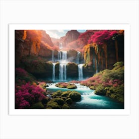 Waterfalls In The Mountains Art Print