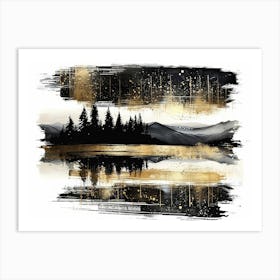 Gold And Black Painting 6 Art Print